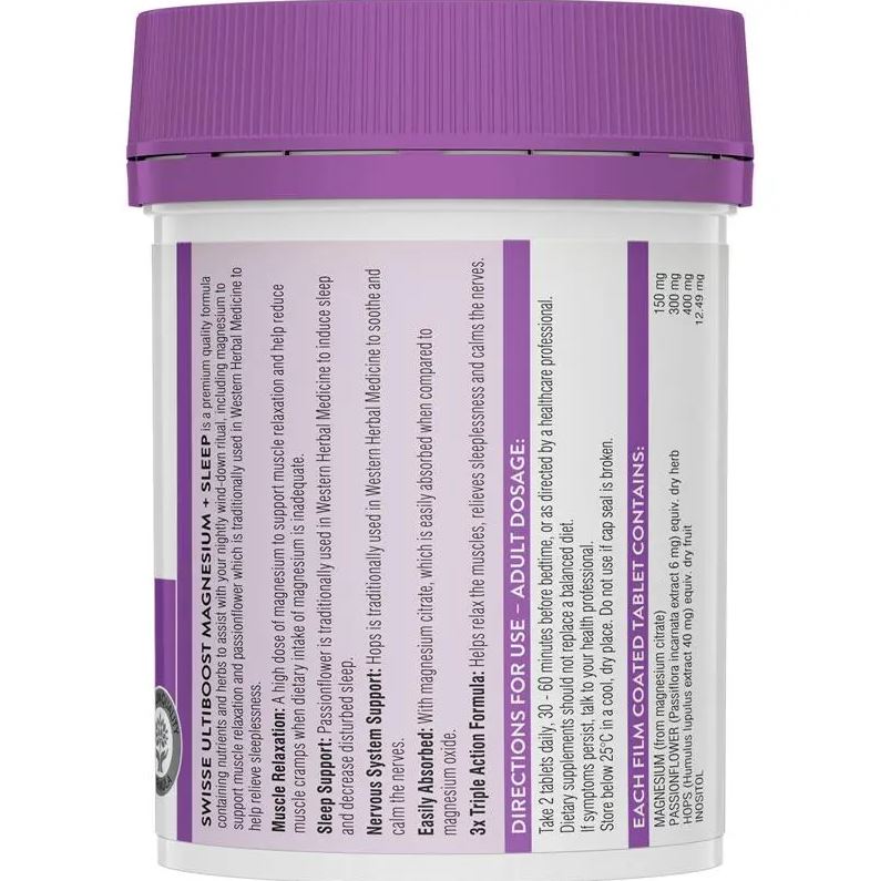 Viên uống hỗ trợ giấc ngủ Swisse Ultiboost Magnesium + Sleep