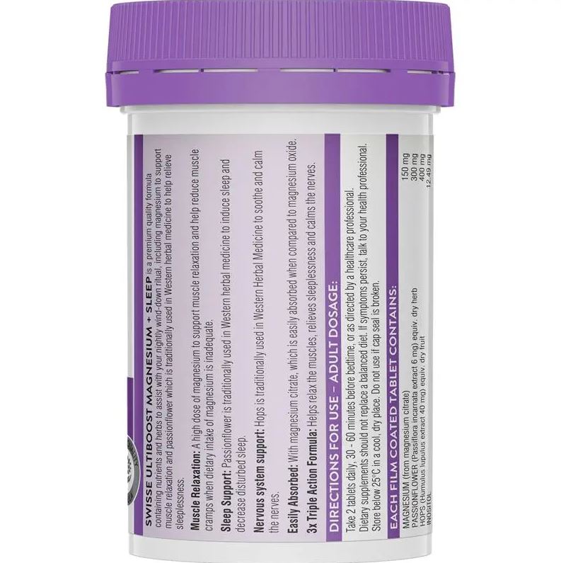Viên uống hỗ trợ giấc ngủ Swisse Ultiboost Magnesium + Sleep