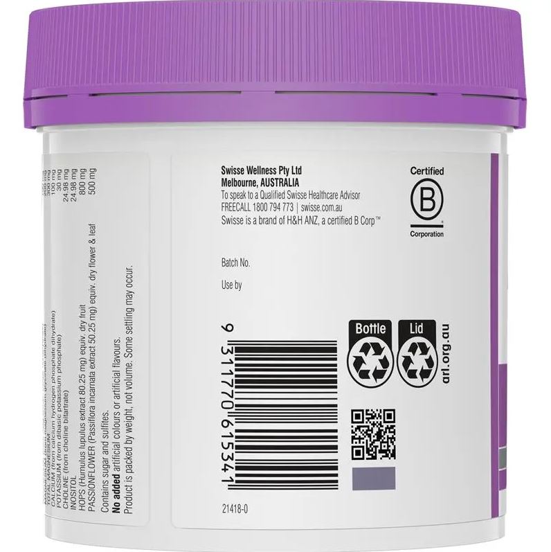 Bột hỗ trợ giấc ngủ Swisse Magnesium + Sleep Lemon & Honey 180g
