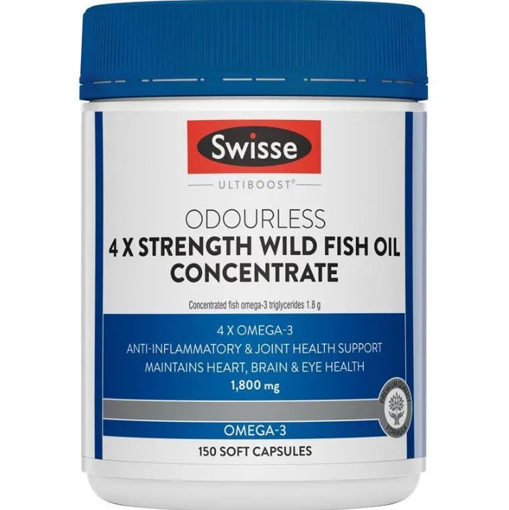 Dầu cá Swisse Odourless 4 x Strength Wild Fish Oil Concentrate