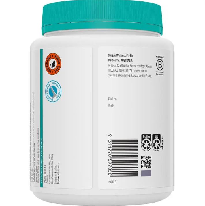 Dầu cá Swisse Ultiboost Odourless Wild Fish Oil 1000mg