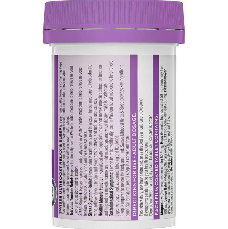 Swisse Ultiboost Relax & Sleep giúp thư giãn & ngủ ngon 60 viên