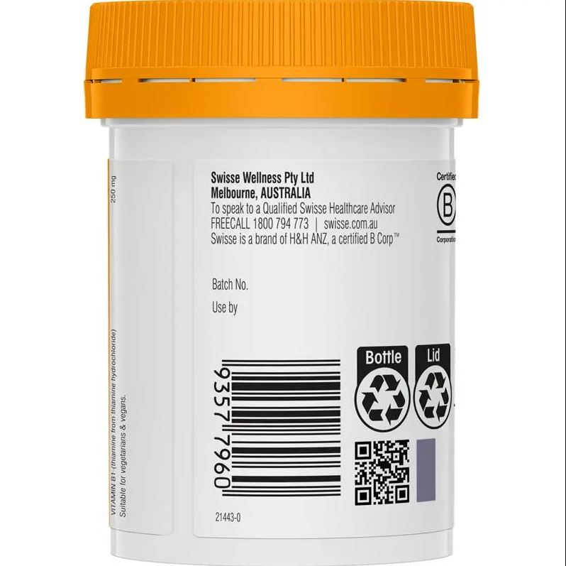 Viên uống Swisse Ultiboost Vitamin B1 250mg 60 viên