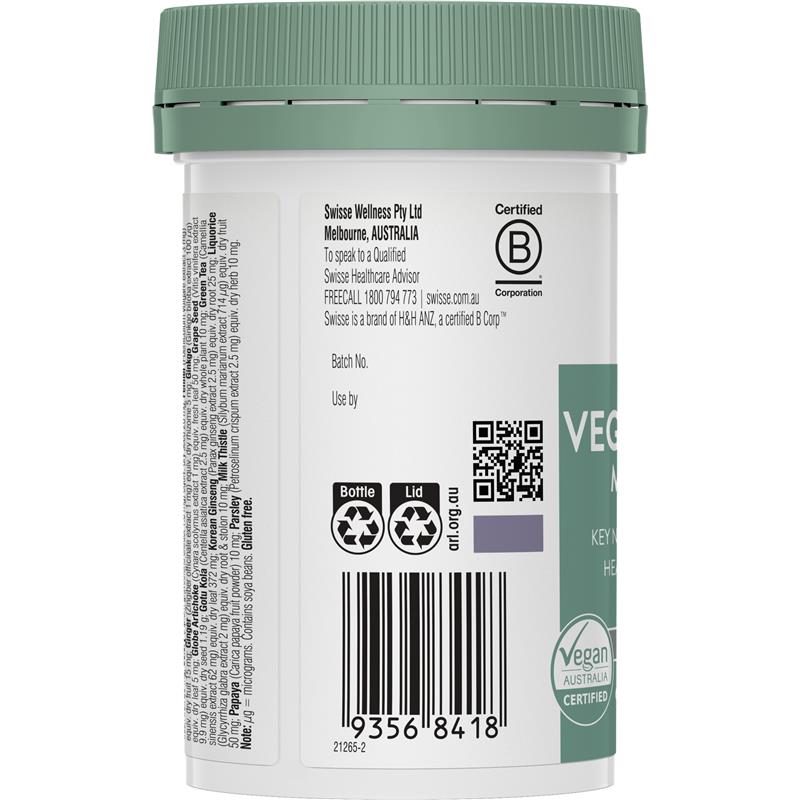 Viên vitamin tổng hợp nữ thuần chay Swisse Ultivite Vegan Women’s