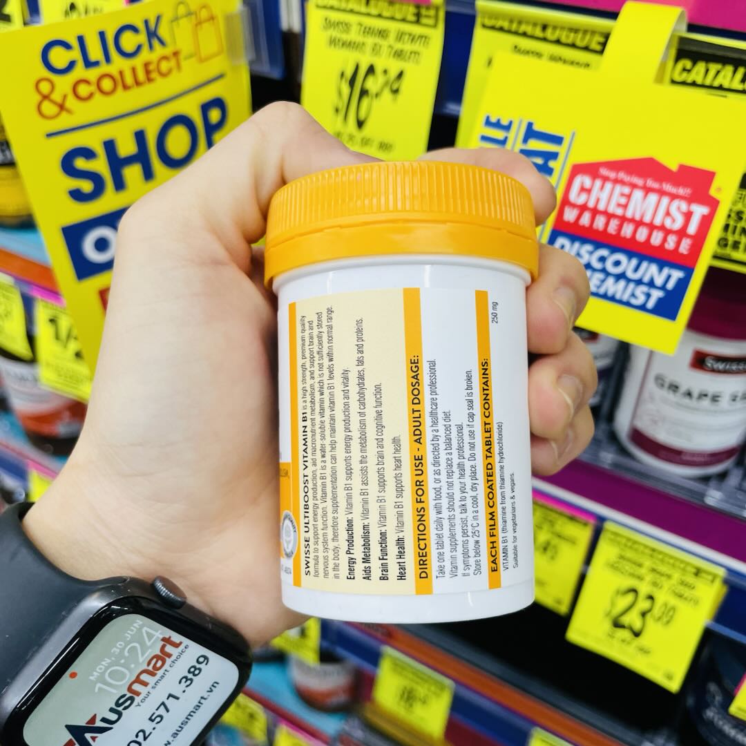 Viên uống Swisse Ultiboost Vitamin B1 250mg 60 viên