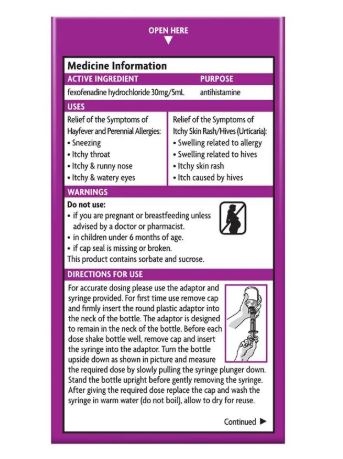 Siro chống dị ứng cho bé Telfast Kids Oral Liquid