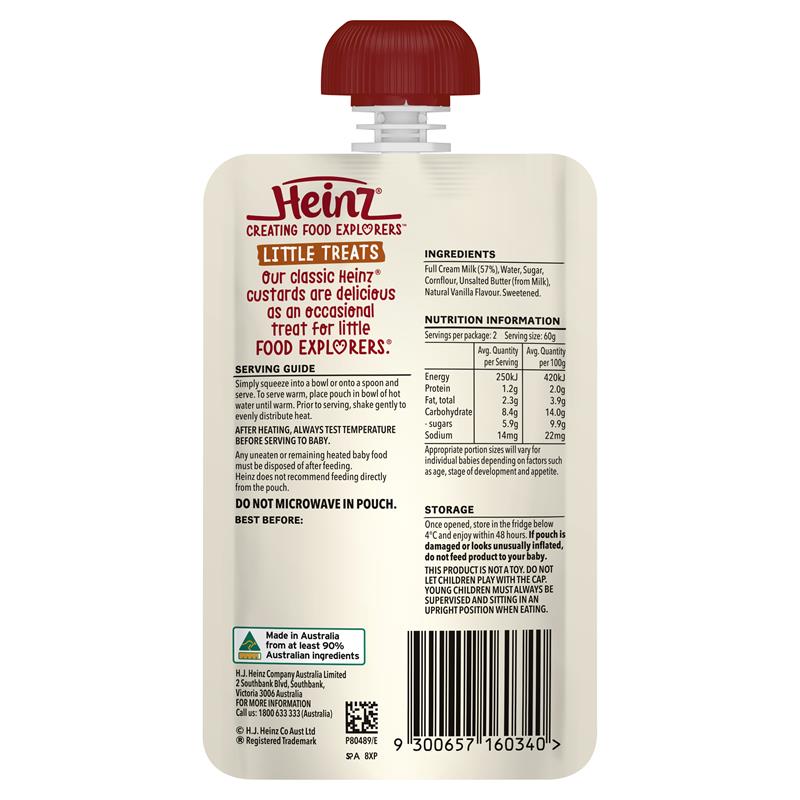 Váng sữa Heinz Vanilla Custard Pouch 120g | Sản phẩm Úc chính hãng
