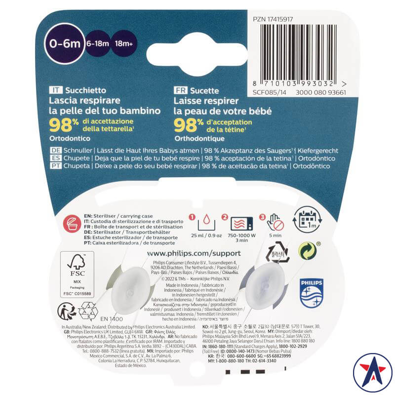 Ti giả Avent Ultra Air Soother Deco Mixed cho bé dưới 6 tháng