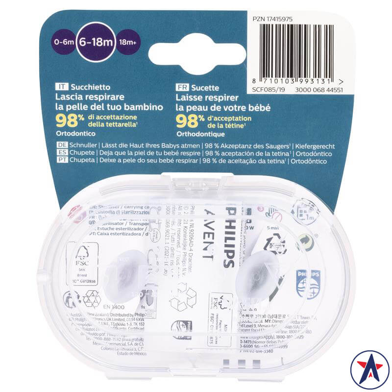 Ti giả Avent Ultra Air Soother Deco Mixed cho bé từ 6 đến 18 tháng | Sản phẩm chính hãng Úc