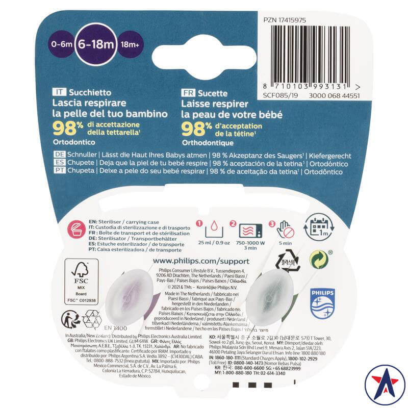 Ti giả Avent Ultra Air Soother Deco Mixed cho bé từ 6 đến 18 tháng | Sản phẩm Úc chất lượng