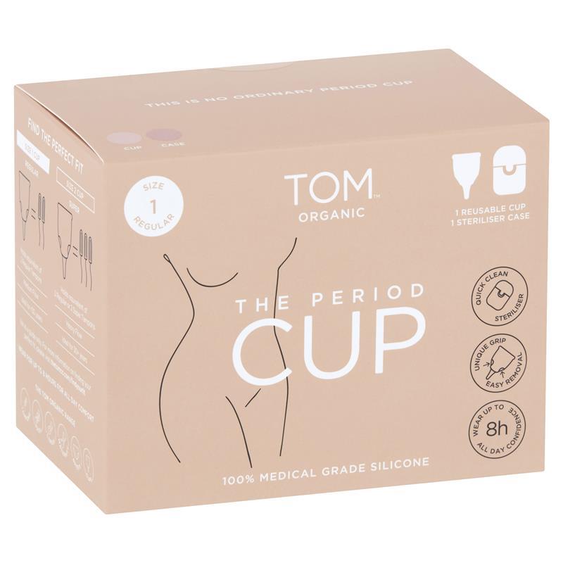 Cốc nguyệt san TOM Organic Size 1 kèm hộp tiệt trùng tiện dụng