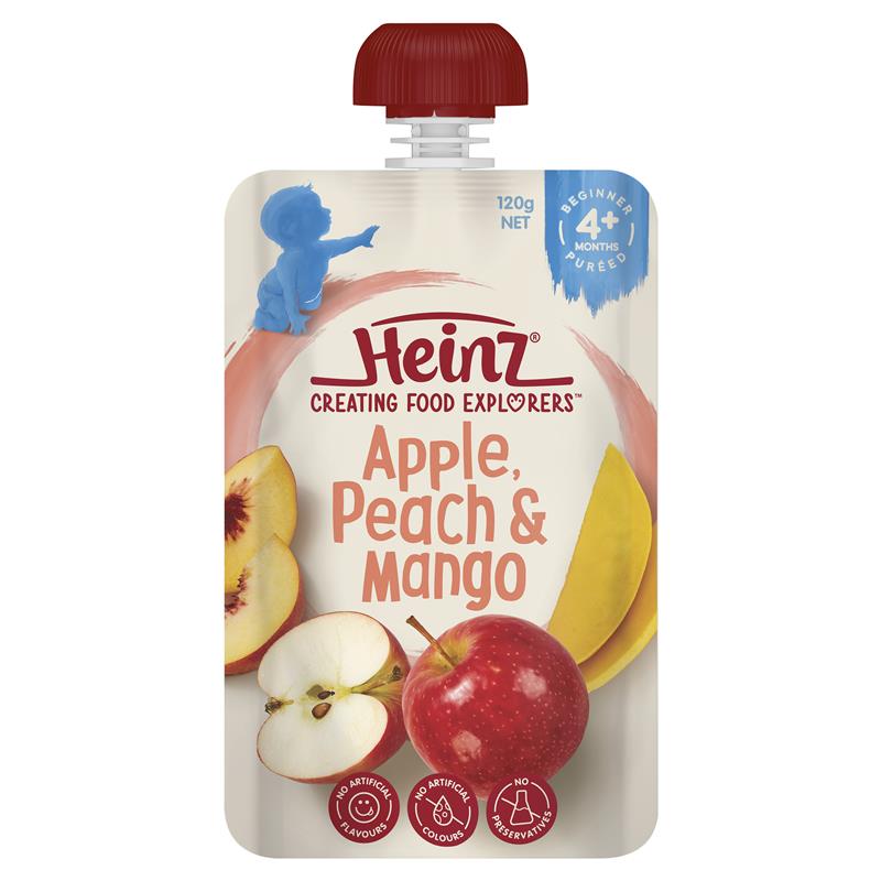 Trái cây nghiền cho bé Heinz Apple Peach & Mango Pouch 120g | Mua sắm hàng Úc tại Ausmart