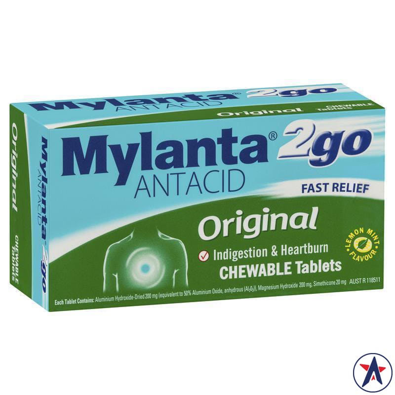 Trị đau dạ dày Mylanta 2Go Antacid Original Lemon Mint 100 viên | Sản phẩm chính hãng Úc