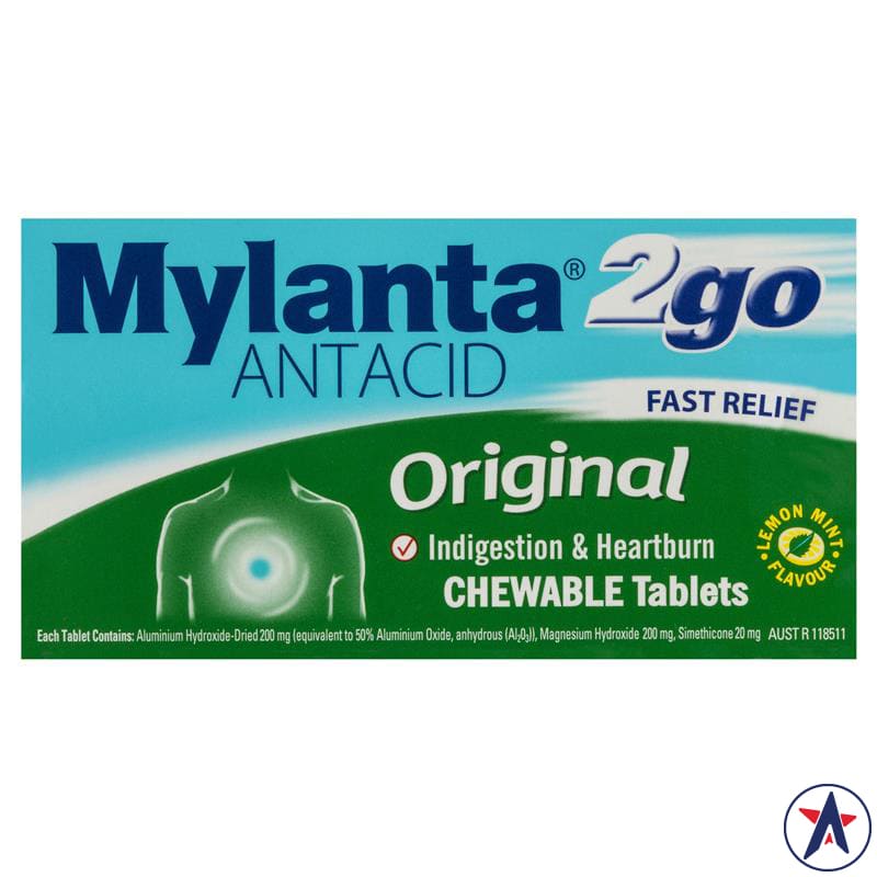 Trị đau dạ dày Mylanta 2Go Antacid Original Lemon Mint 100 viên | Sản phẩm Úc chất lượng