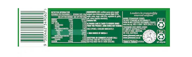 Cá ngừ đóng hộp John West Sweet Chilli Tuna Tempters 95g