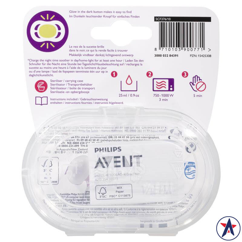 Ty ngậm ban đêm Avent Ultra Air Night Soother cho bé dưới 6 tháng | Sản phẩm Úc chính hãng
