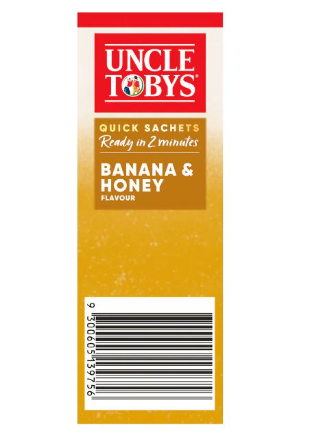 Yến mạch ăn liền vị chuối và mật ong Uncle Tobys Oats Quick Sachets Big Bowl 368g