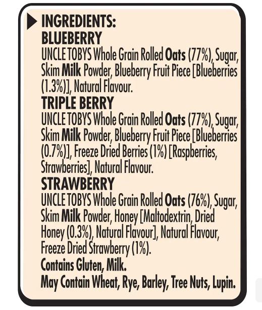 Yến mạch ăn liền Uncle Tobys Oats Sachets Berry Variety 10 pack