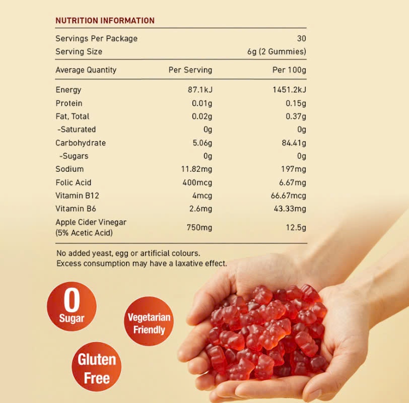 Kẹo dẻo giấm táo Unichi Teddi Lab Apple Cider Vinegar Gummy 60 viên