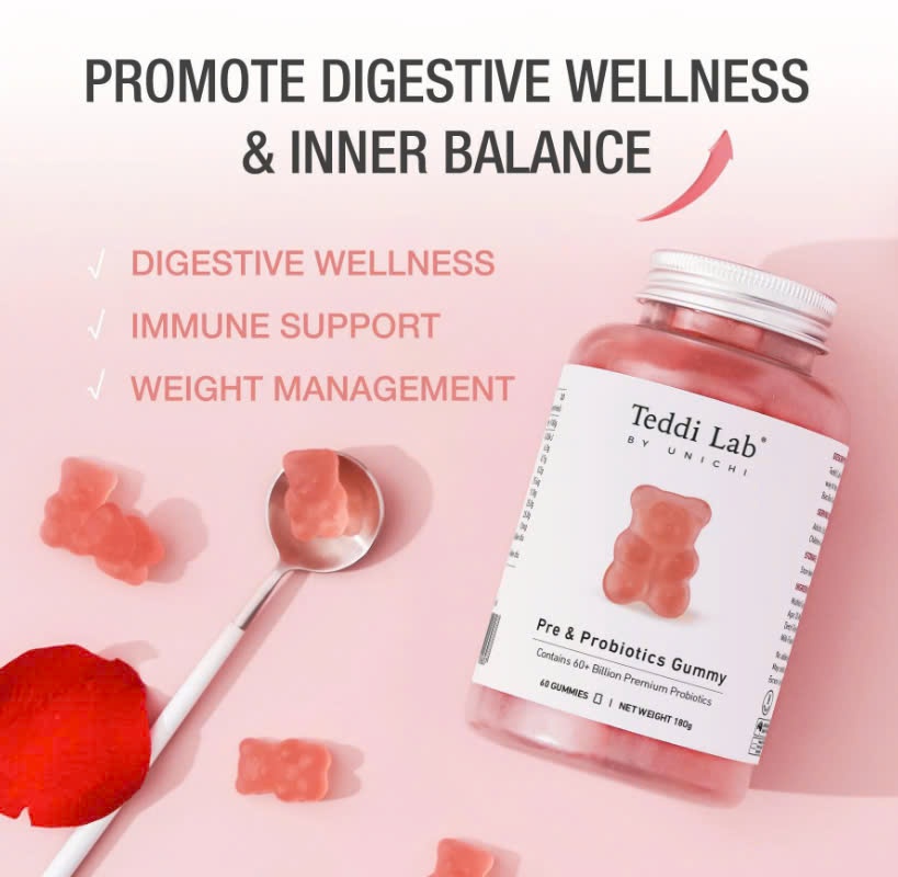 Kẹo dẻo bổ sung men vi sinh Unichi Pre & Probiotics Gummy 60 viên