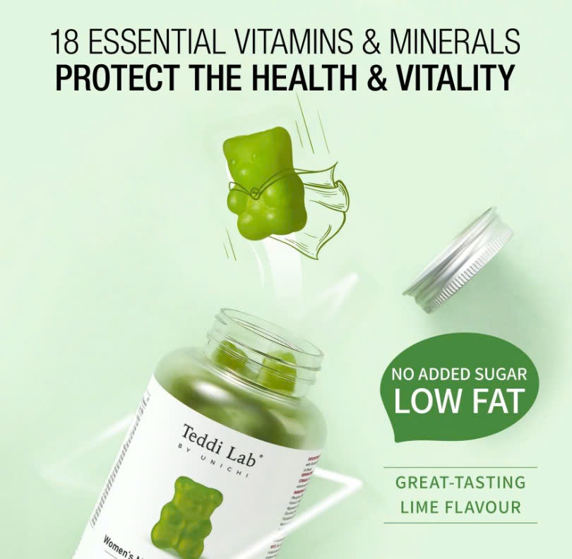 Kẹo dẻo dinh dưỡng tổng hợp Unichi Teddi Lab Women's Multi-Nutrient Gummy 60 viên