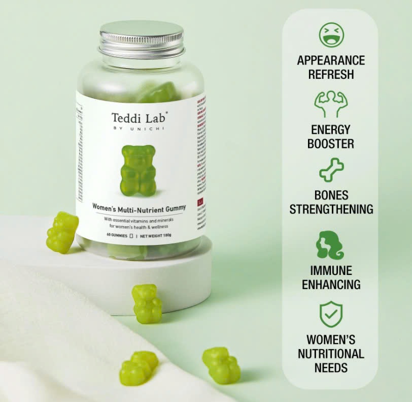 Kẹo dẻo dinh dưỡng tổng hợp Unichi Teddi Lab Women's Multi-Nutrient Gummy 60 viên