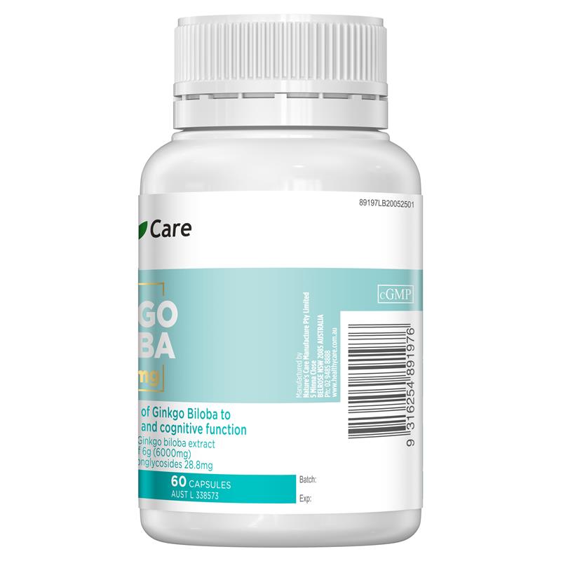 Viên bổ não Healthy Care Ginkgo Biloba 6000mg của Úc 60 viên