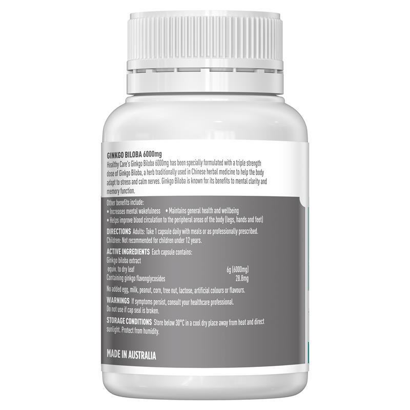 Viên bổ não Healthy Care Ginkgo Biloba 6000mg của Úc 60 viên