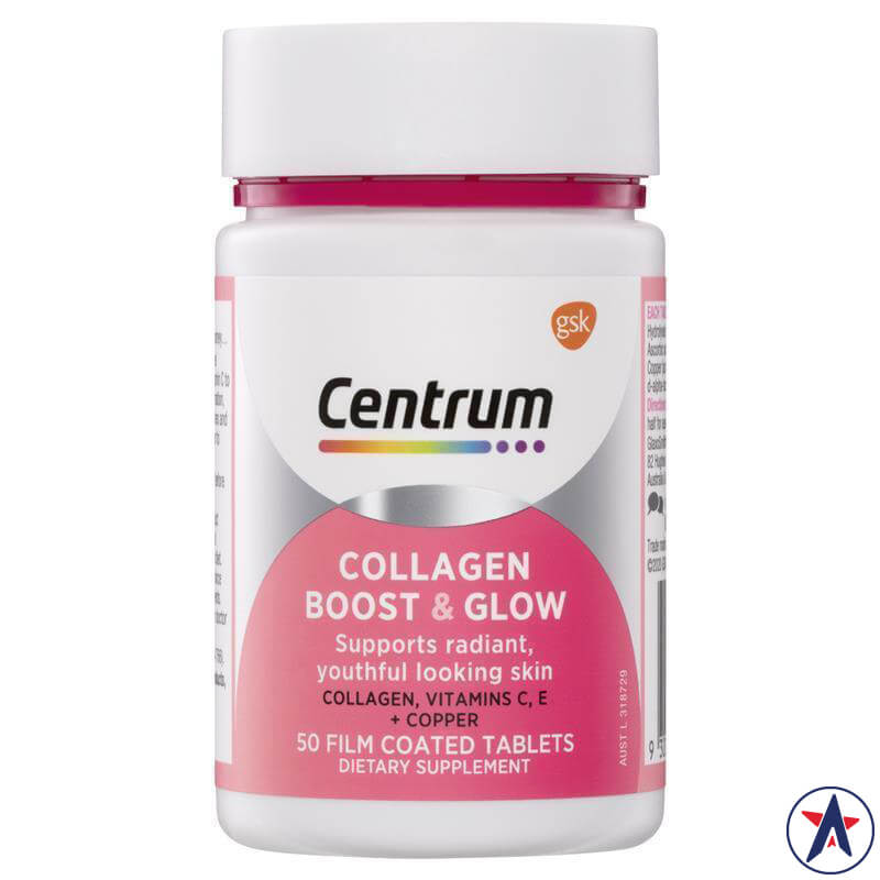 Viên bổ sung Collagen Centrum Collagen Boost & Glow 50 viên | Hàng xách tay Úc chính hãng