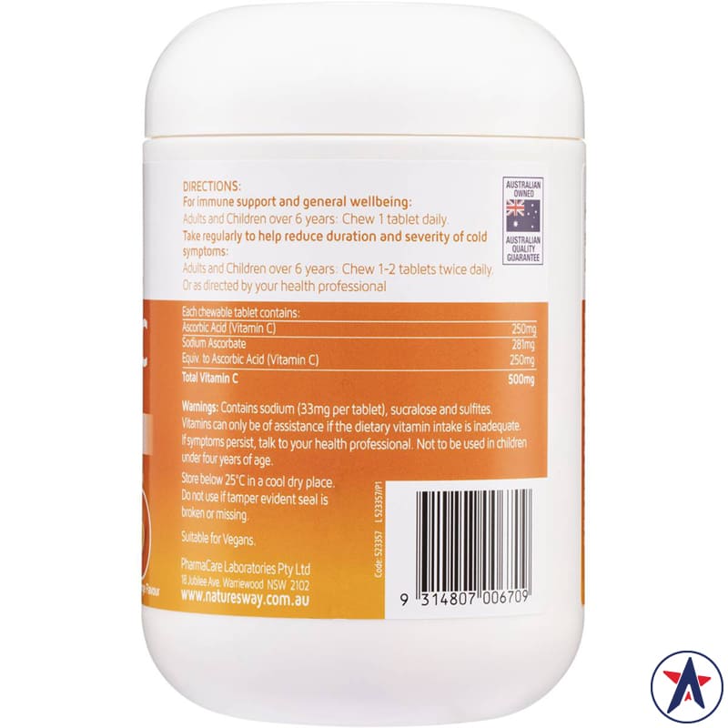 Viên nhai bổ sung Vitamin C 500mg Nature's Way