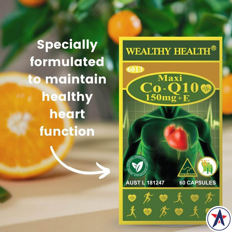 Viên bổ tim mạch Wealthy Health Maxi CoQ10 150mg + Vitamin E 60 viên | Sản phẩm Úc chất lượng
