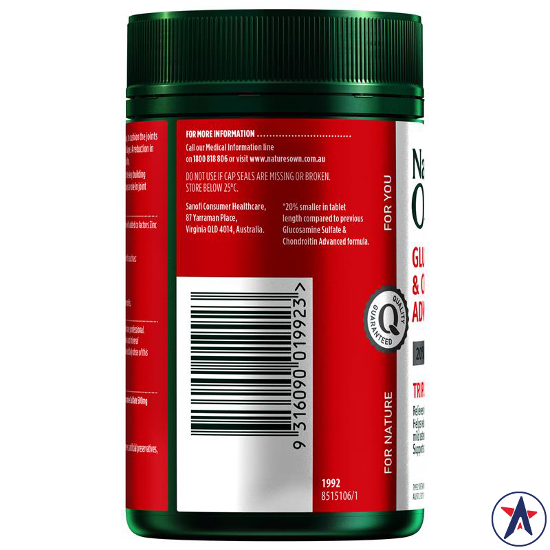 Viên bổ xương khớp Nature's Own Glucosamine Sulfate & Chondroitin Advanced for Joint Health 180 viên