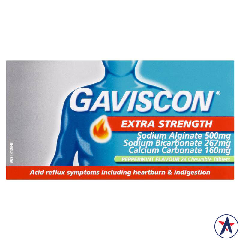 Viên giảm trào ngược dạ dày Gaviscon Extra Strength Peppermint Flavour 24 viên