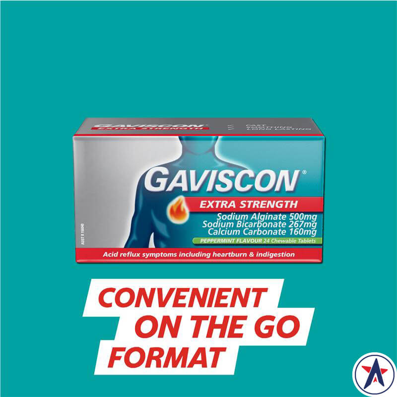 Viên giảm trào ngược dạ dày Gaviscon Extra Strength Peppermint Flavour 24 viên