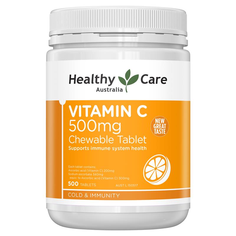 Viên ngậm Vitamin C 500mg Healthy Care của Úc 500 viên | Nhập khẩu từ Úc