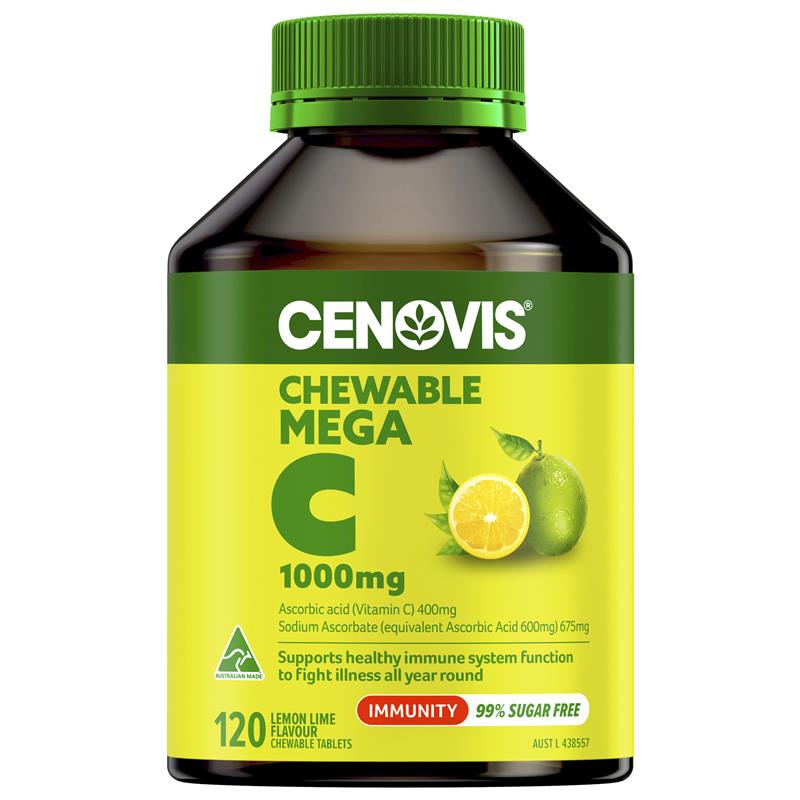 Viên nhai bổ sung Vitamin C vị chanh Cenovis Chewable 1000mg Lemon Lime