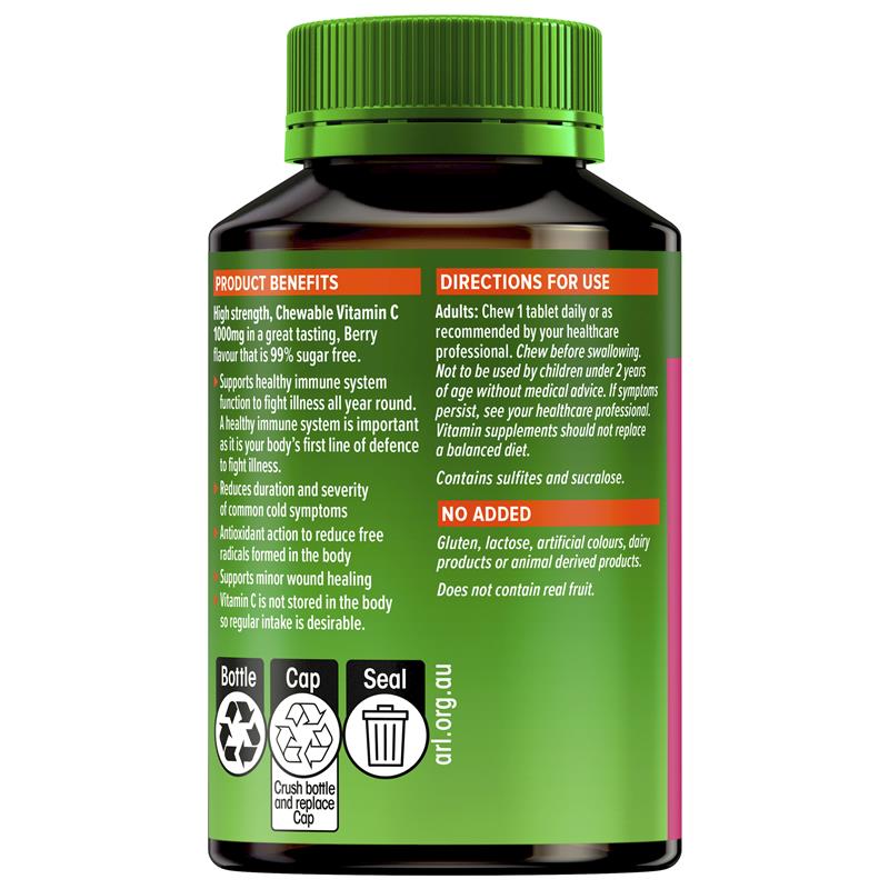 Viên nhai bổ sung Vitamin C vị dâu Cenovis Chewable Vitamin C 1000mg Berry