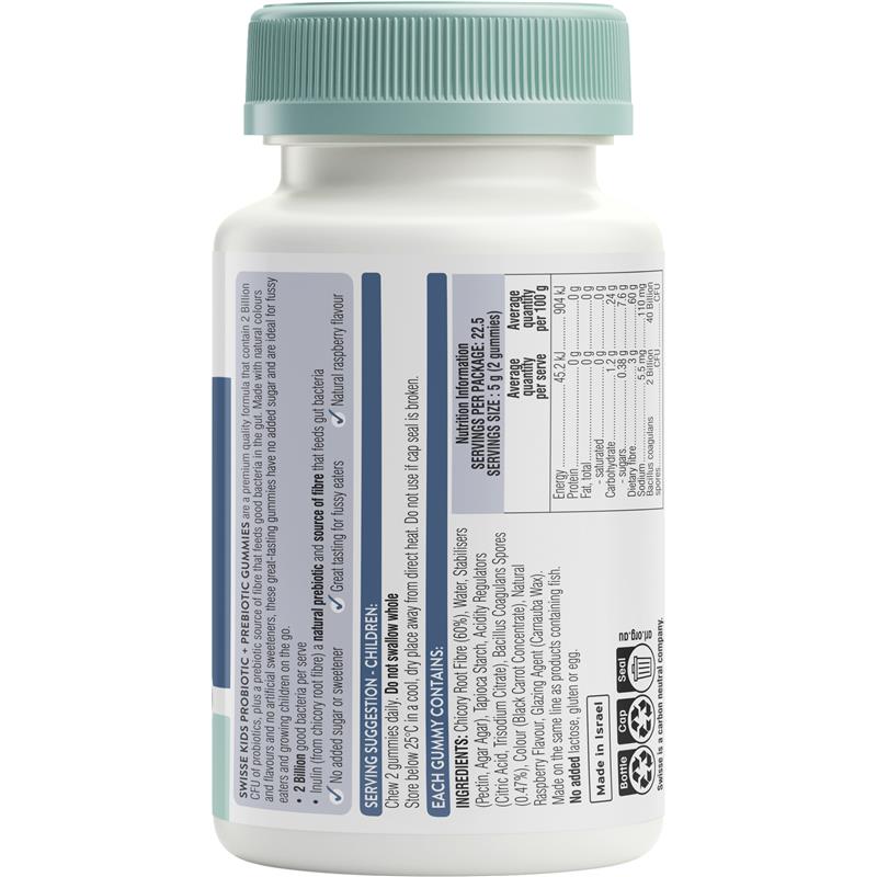 Swisse Kids Probiotic Prebiotic Gummies hỗ trợ đường ruột 45 viên