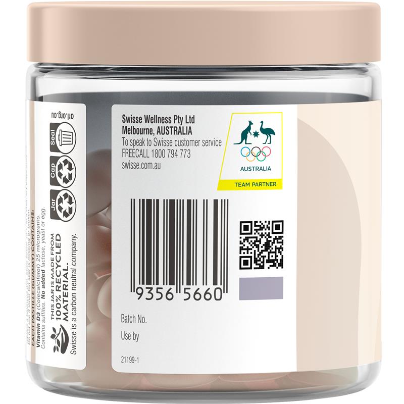 Swisse Vitamin D Gummies hỗ trợ xương & hệ miễn dịch 60 viên