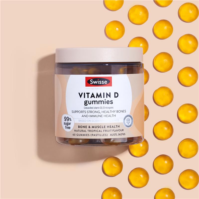 Swisse Vitamin D Gummies hỗ trợ xương & hệ miễn dịch 60 viên
