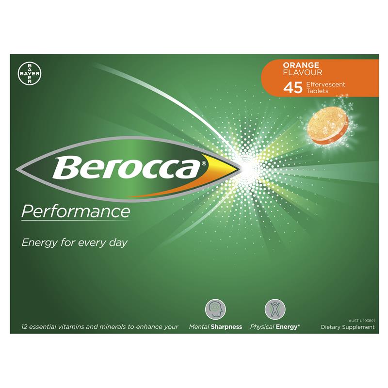 Viên sủi Berocca Úc Performance Orange Energy Vitamin 45 viên | Sản phẩm Úc chính hãng