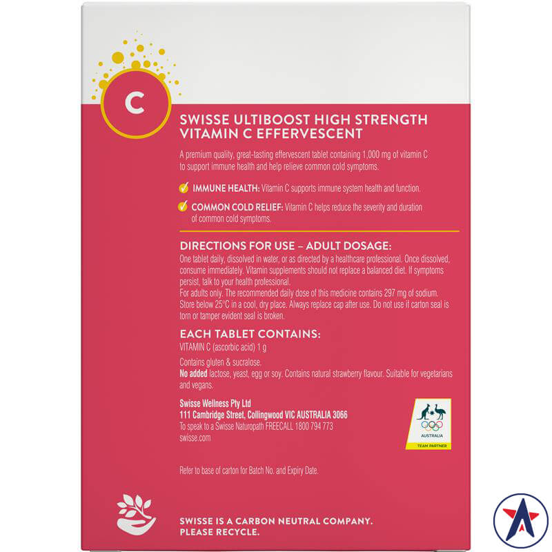 Viên sủi Vitamin C liều cao Swisse High Strength Effervescent
