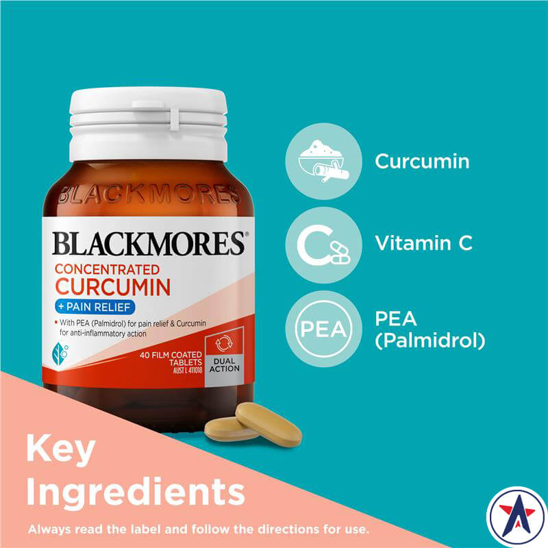 Viên uống tinh chất nghệ giảm đau Blackmores Concentrated Curcumin + Pain Relief 40 viên