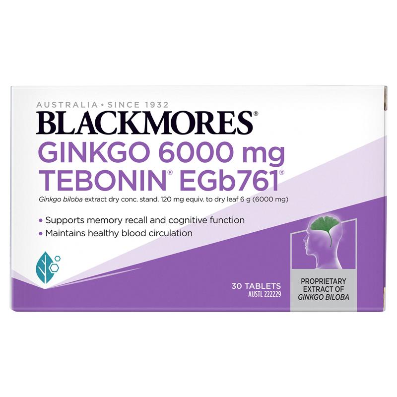 Viên uống bổ não Blackmores Ginkgo 6000mg 30 viên | Hàng xách tay Úc chính hãng