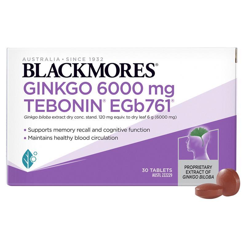 Viên uống bổ não Blackmores Ginkgo 6000mg 30 viên | Sản phẩm Úc chính hãng