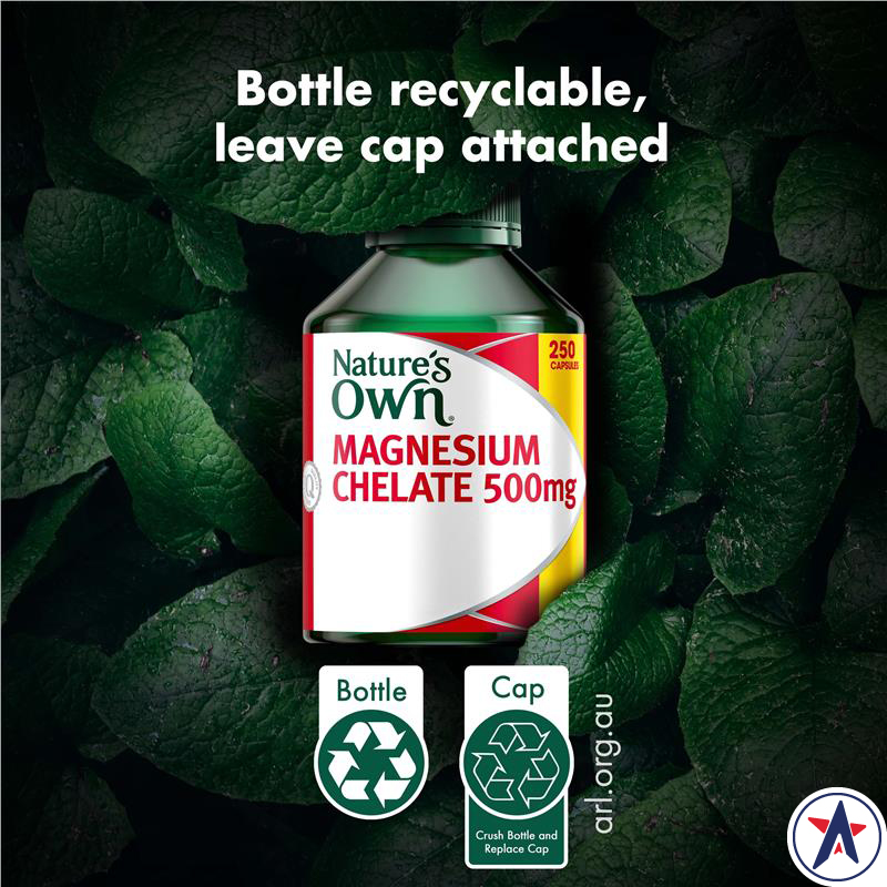 Viên uống bổ sung Magie Nature's Own Magnesium Chelate 500mg for Muscle Health 250 viên