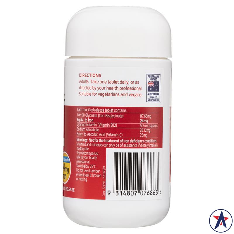 Viên uống bổ sung sắt Iron + Vitamin C & B12 Nature's Way 30 viên