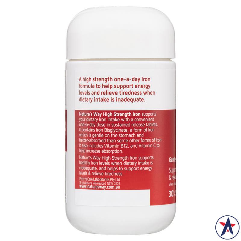 Viên uống bổ sung sắt Iron + Vitamin C & B12 Nature's Way 30 viên