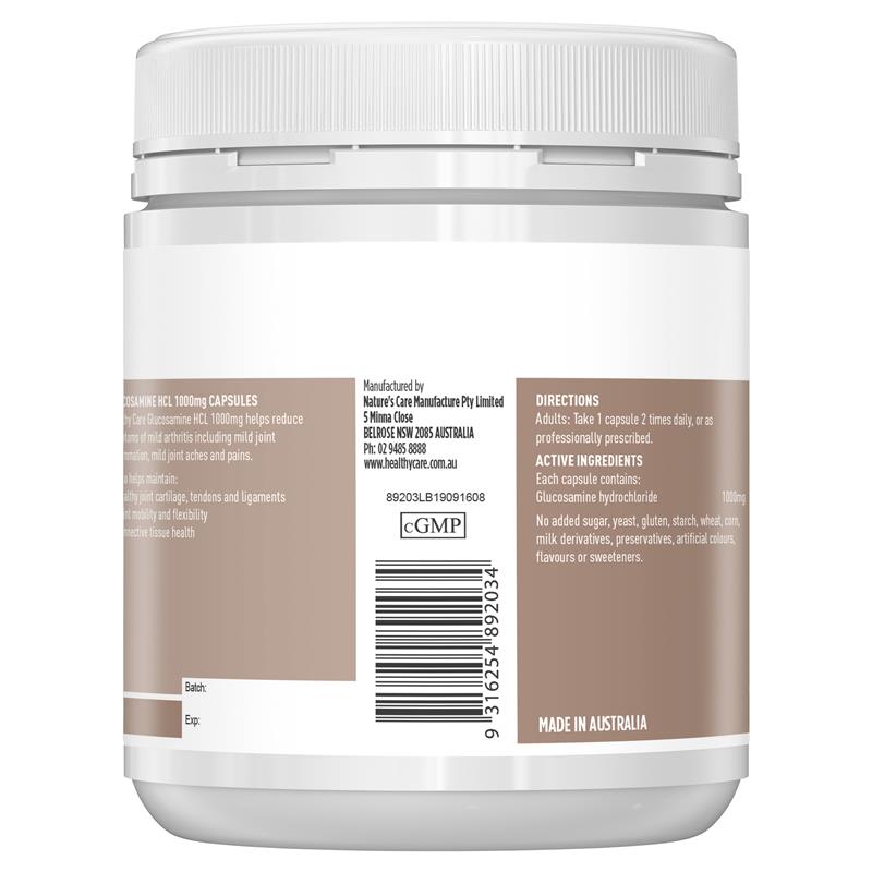 Healthy Care Glucosamine HCL 1000mg hỗ trợ xương khớp 200 viên | Chất lượng đảm bảo từ Úc