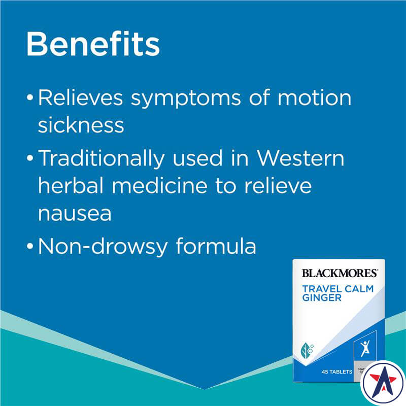 Viên uống chống say xe Blackmores Travel Calm Ginger Anti-Nausea Vitamin 45 viên